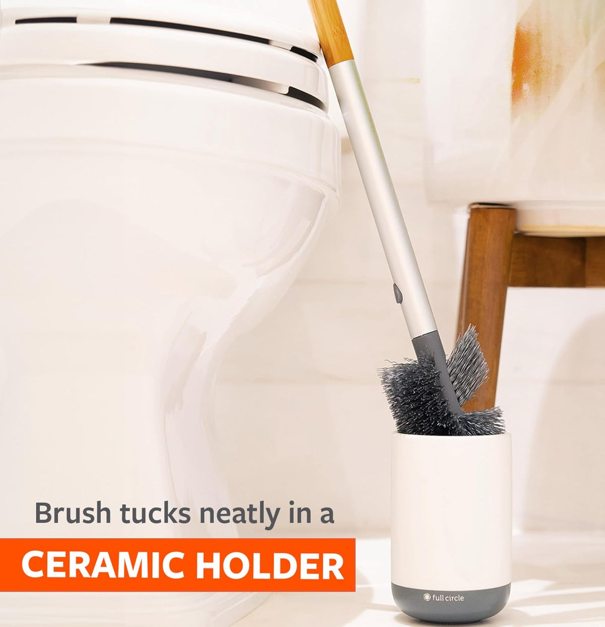 Full Circle Quick Drying Toilet Brush, Replaceable Head, White