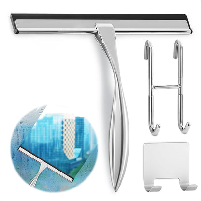 4 Pcs Hand Squeegee for Shower Glass, 9.45 in Silicone Blade
