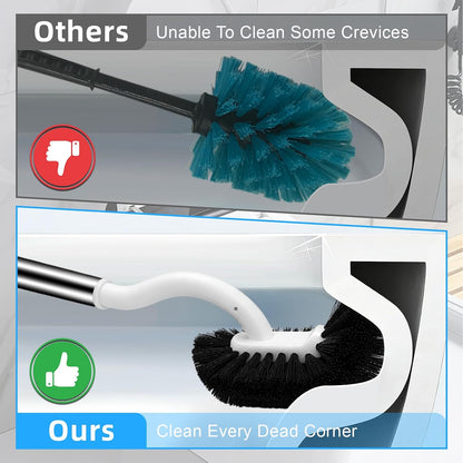 AONEZ White Toilet Brush Set, Deep Under-Rim Cleaning, Vented Holder