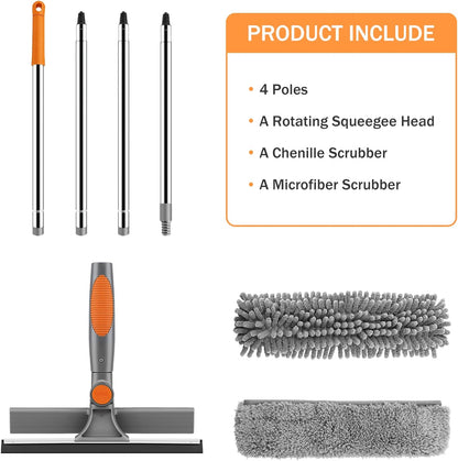 SetSail Window Squeegee with 66in Extension Pole 2-in-1 Window Cleaning Kit