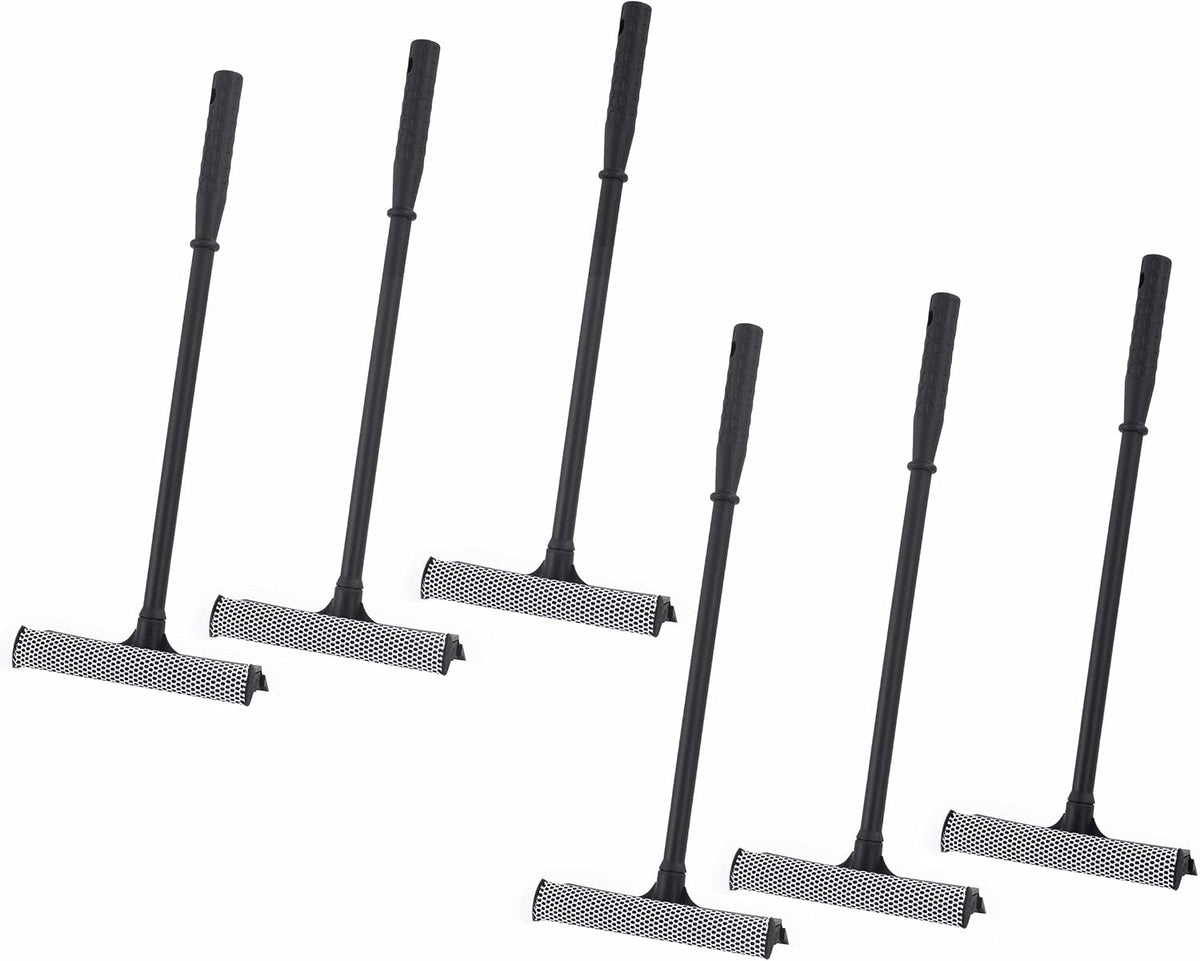 Matthew Cleaning All Purpose Window Squeegee Window Cleaner Tool,Car Squeegee Windshield Cleaning Sponge and Rubber Squeegee,2-in-1 Window Cleaner Sponge(8'') and Soft Rubber with Pole 20’’(6Pack)