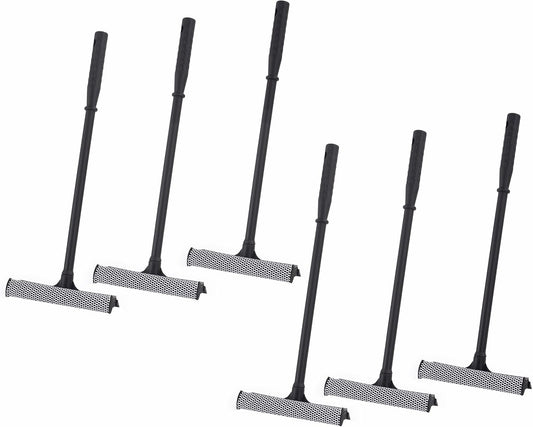 Matthew Cleaning All Purpose Window Squeegee Window Cleaner Tool,Car Squeegee Windshield Cleaning Sponge and Rubber Squeegee,2-in-1 Window Cleaner Sponge(8'') and Soft Rubber with Pole 20’’(6Pack)