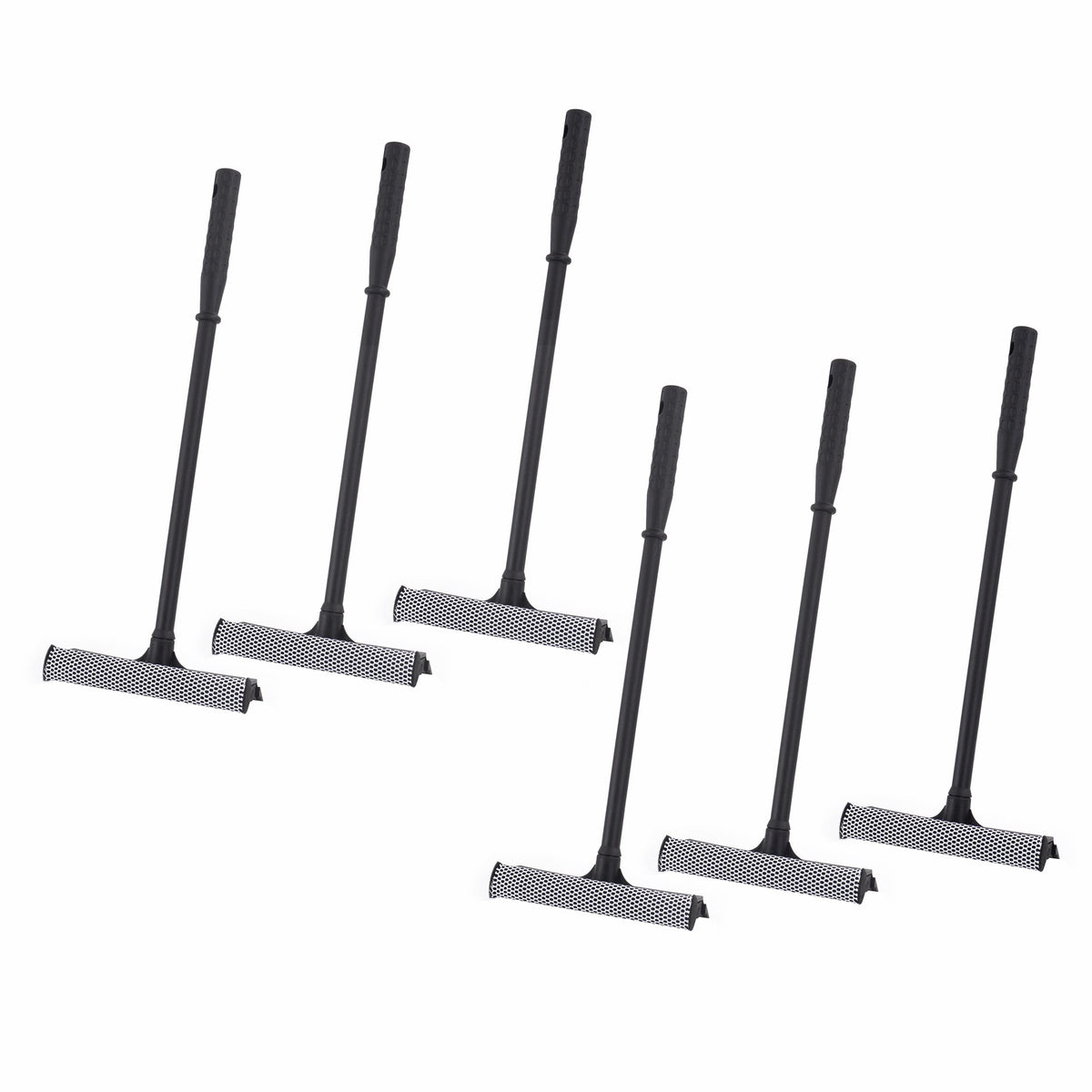 Matthew Cleaning All Purpose Window Squeegee Window Cleaner Tool,Car Squeegee Windshield Cleaning Sponge and Rubber Squeegee,2-in-1 Window Cleaner Sponge(8'') and Soft Rubber with Pole 20’’(6Pack)