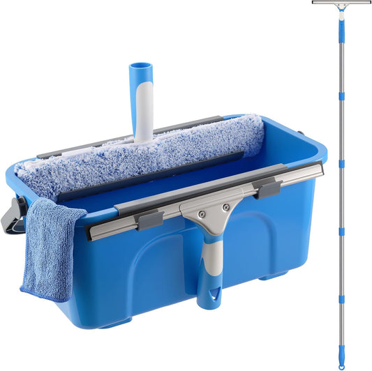 Mitclear Window Cleaning Kit 77'' Long Handle with Bucket for Home Outdoor