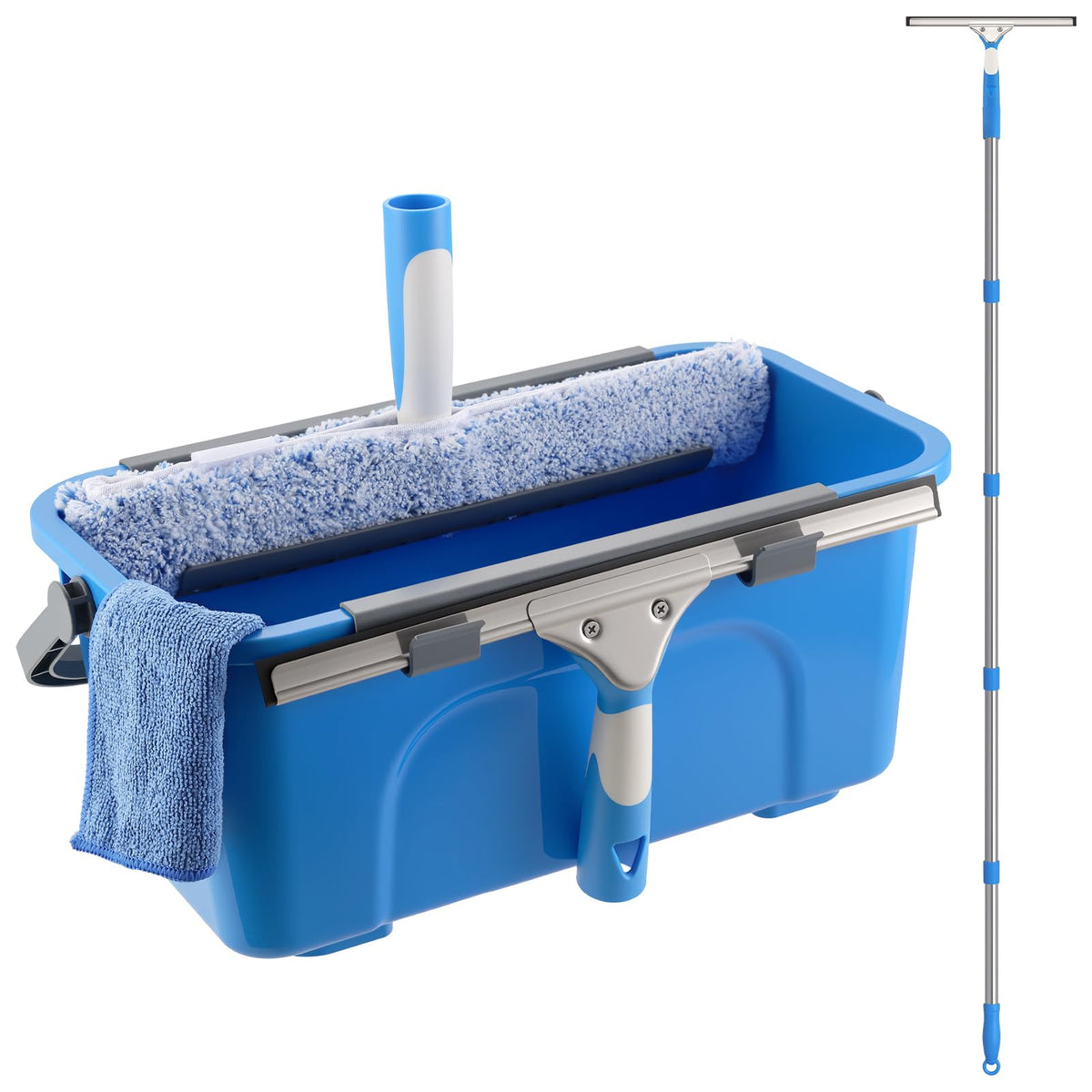 Mitclear Window Cleaning Kit 77'' Long Handle with Bucket for Home Outdoor