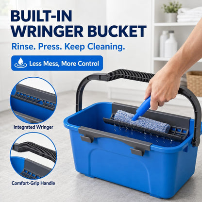 Window Cleaning Kit with 3 Gal Bucket 76" Long Handle Window Squeegee