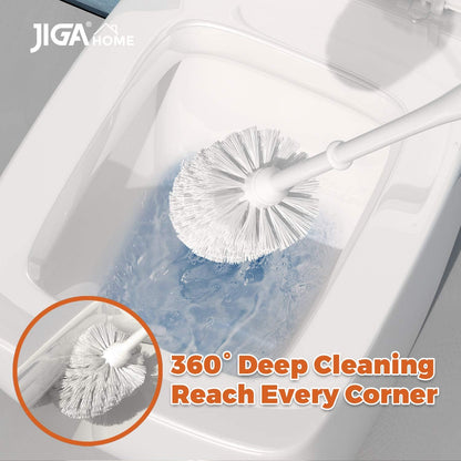 JIGA Toilet Bowl Brush and Holder, White, 3 Pack