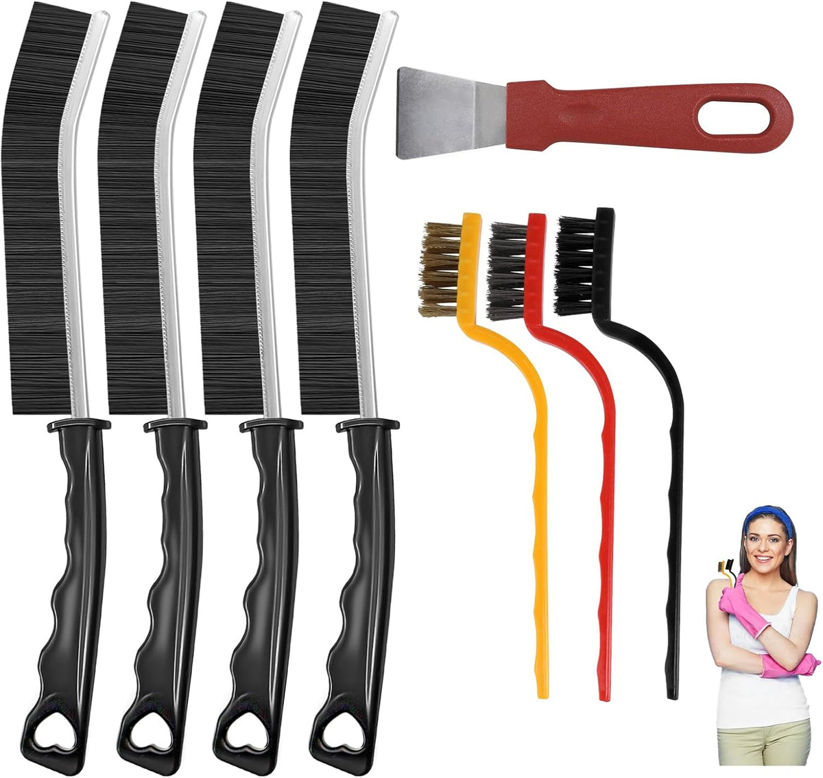8Pcs Crevice Cleaning Brushes for Household Use, Grout Cleaner Brush, Hard Bristle Gap Cleaning Tool, Suitable for Kitchen, Bathroom and Other Areas Usually Difficult to Reach