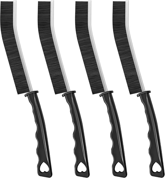 4TH Multi-Purpose Hard Bristle Crevice Cleaning Brush, 4 Pcs, Black