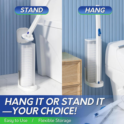 BOOMJOY Disposable Toilet Brush Set with 15 Wand Refills, Toilet Bowl Cleaner Wand with Holder, Toilet Cleaning System Starter Wand Kit, Bathroom Cleaning Set