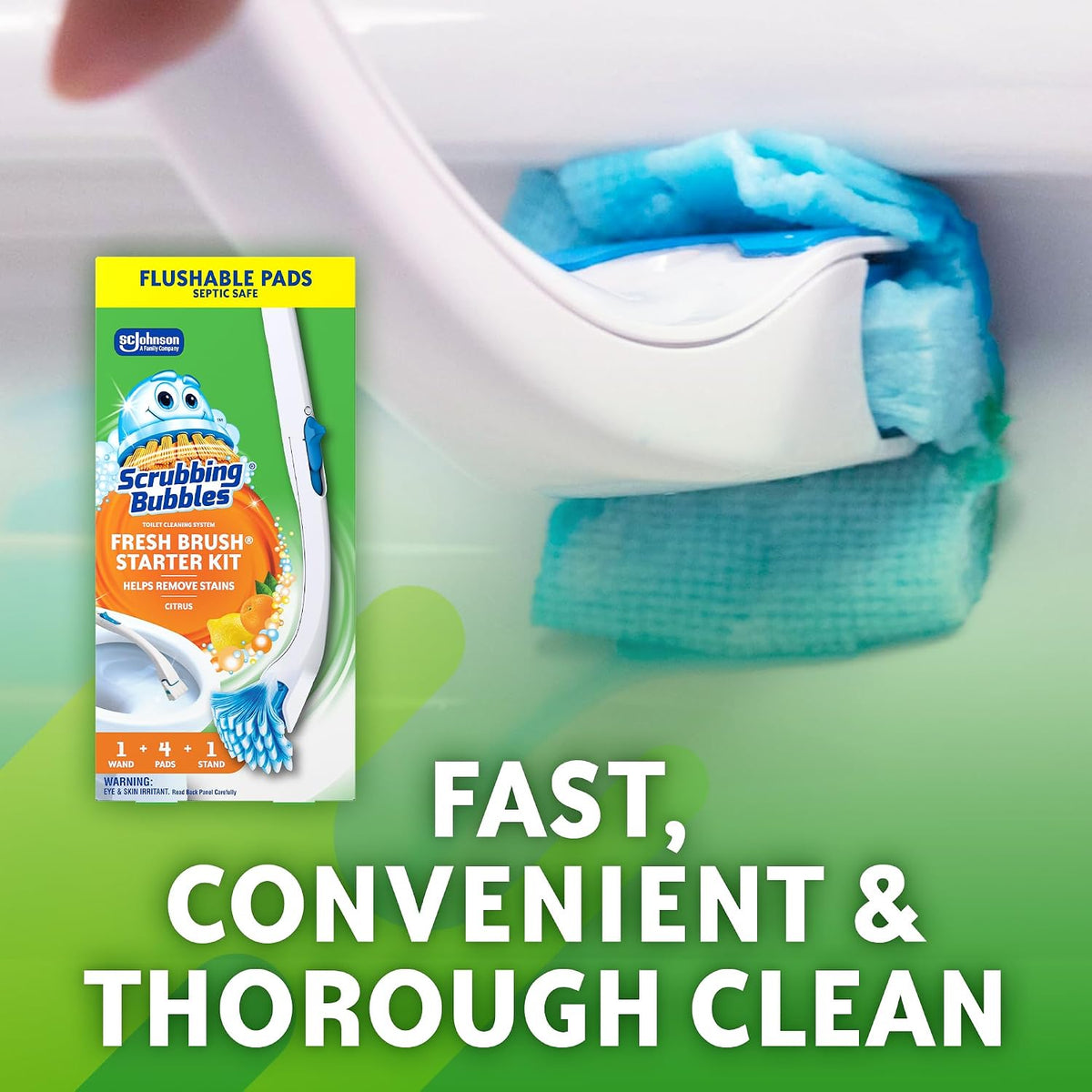 Scrubbing Bubbles Fresh Brush Toilet Bowl Cleaner Kit with Flushable Pads