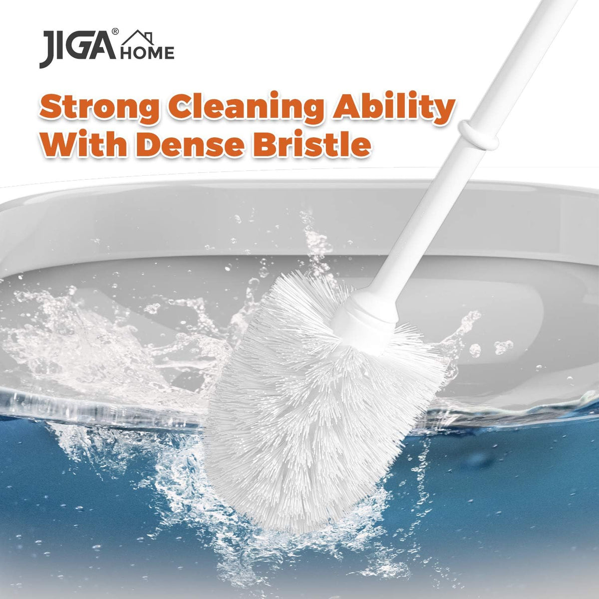 JIGA Toilet Bowl Brush and Holder, White, 3 Pack