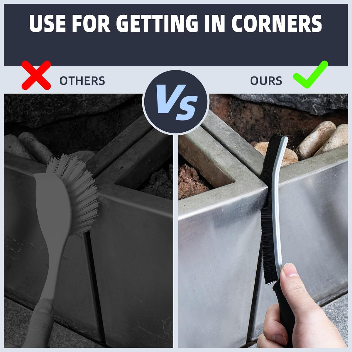 FOOGWEE Hard Bristle Crevice Cleaning Brush - Home Cleaning Tools, Multi-Purpose Crevice Supplies for Kitchen, Bathroom, Toilet, Window, Vehicle, Faucets, Grout, Home (3, Black)