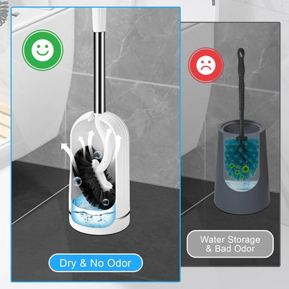 AONEZ White Toilet Brush Set, Deep Under-Rim Cleaning, Vented Holder