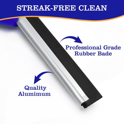 18-Inch Window Squeegee Professional with 12-INCH Chanel Squeegee for Shower Glass, Easy Change Window Cleaner Squeegees Washer Kit for Countertop Car Mirror Cleaning & Washing