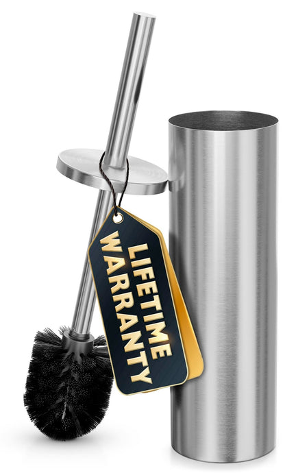Stainless Steel Toilet Brush and Holder Set, Splash Guard (Brushed Gold)