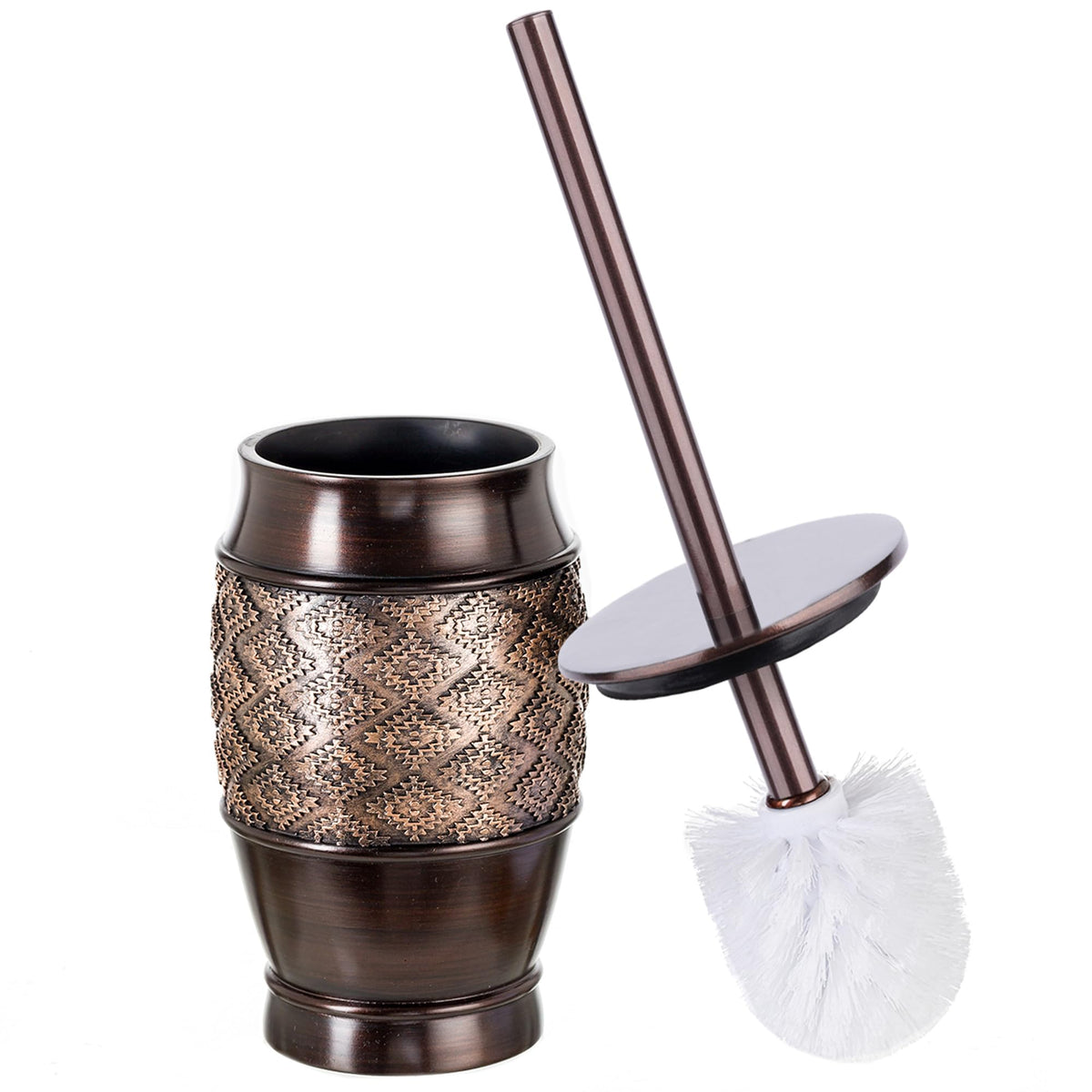 Rustic Luxe Toilet Brush and Holder Set - Beige Toilet Bowl Cleaner Brush with Strong Metal Handle - Long Bristles Toilet Bowl Brush and Holder - Rustic Farmhouse Decor