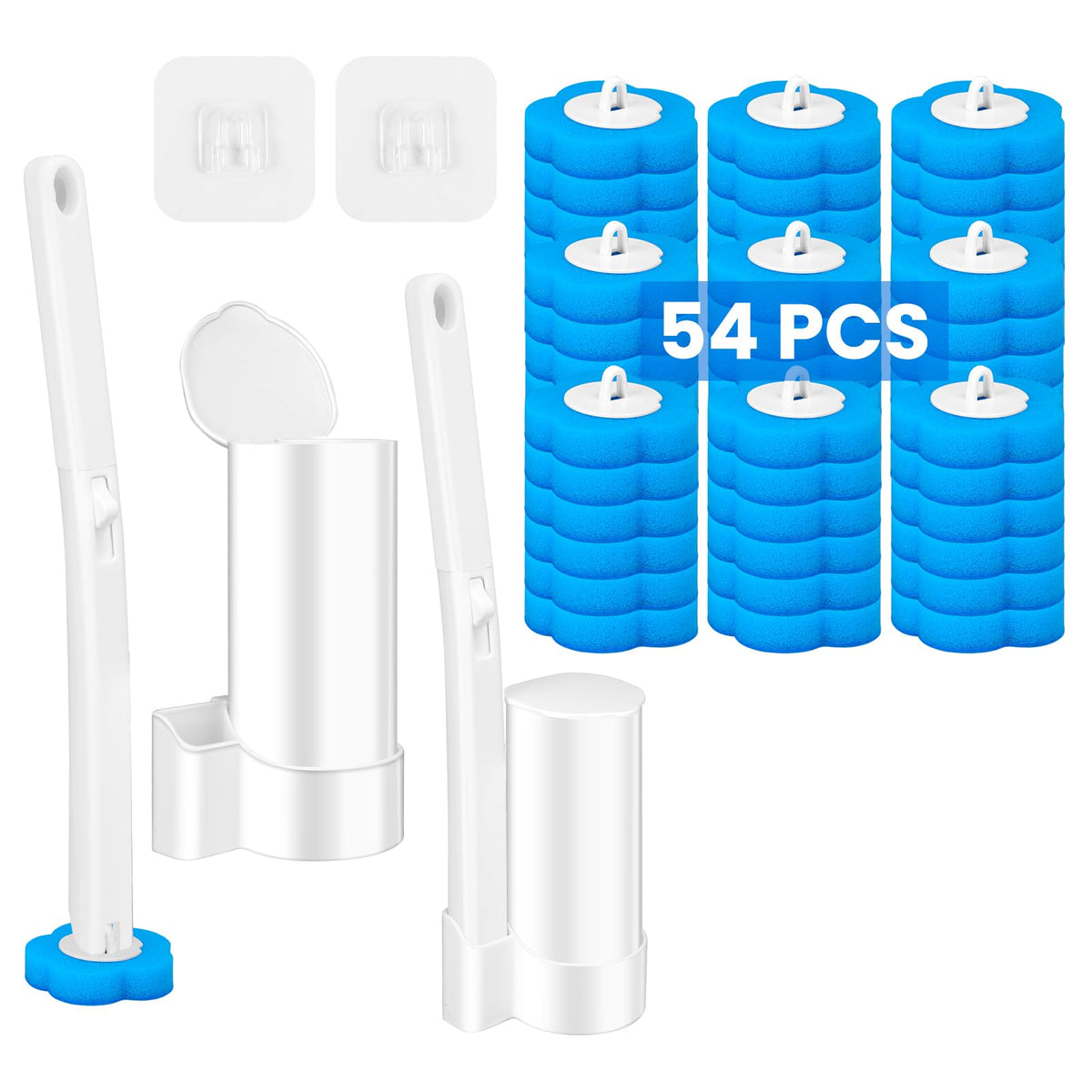 Disposable Toilet Brush with 48pcs Toilet Wand Refills, Toilet Bowl Cleaner Wands, Toilet Cleaning System Starter Kit