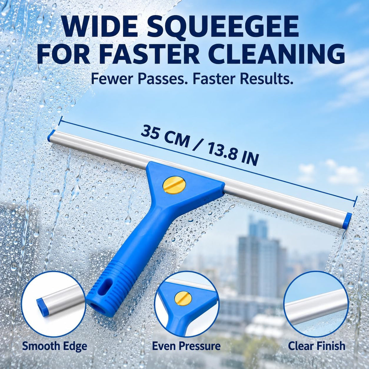 Window Cleaning Kit with 3 Gal Bucket 76" Long Handle Window Squeegee