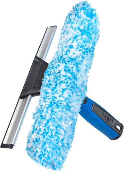 Unger Professional Connect and Clean 2-in-1 Squeegee and Scrubber, 6” Window Cleaning Tool, Commercial and Residential Use, Washer Cleaner Supplies to Remove Excess Water and Dry
