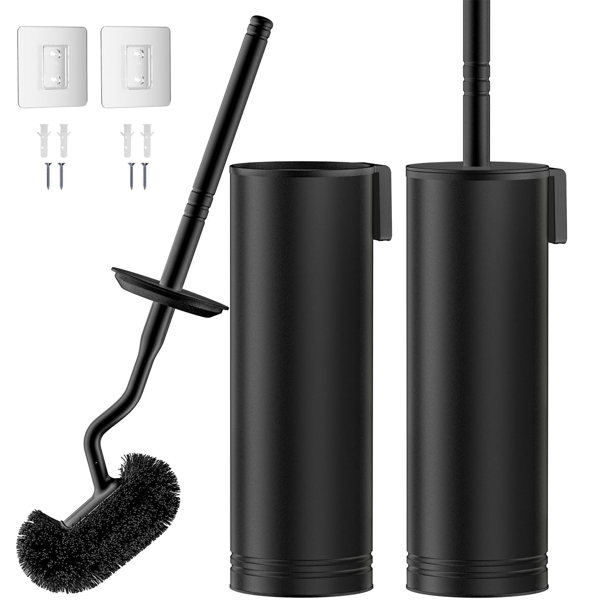 HAMITOR Toilet Brush and Holder Set: Stainless for New Bathroom Essentials