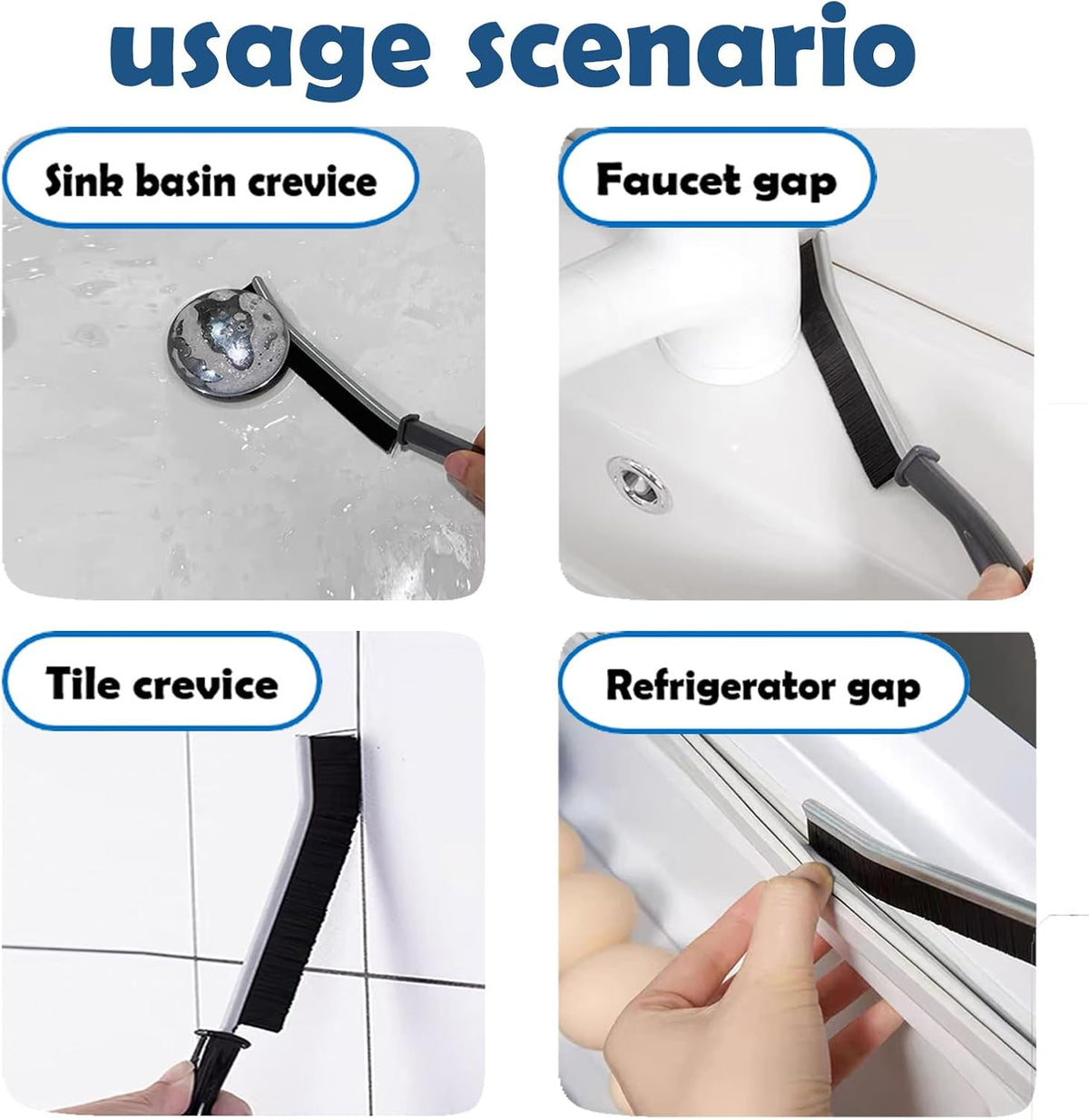 Betanull Crevice Cleaning Brush Set, Multi-Purpose Hard Bristle Brushes