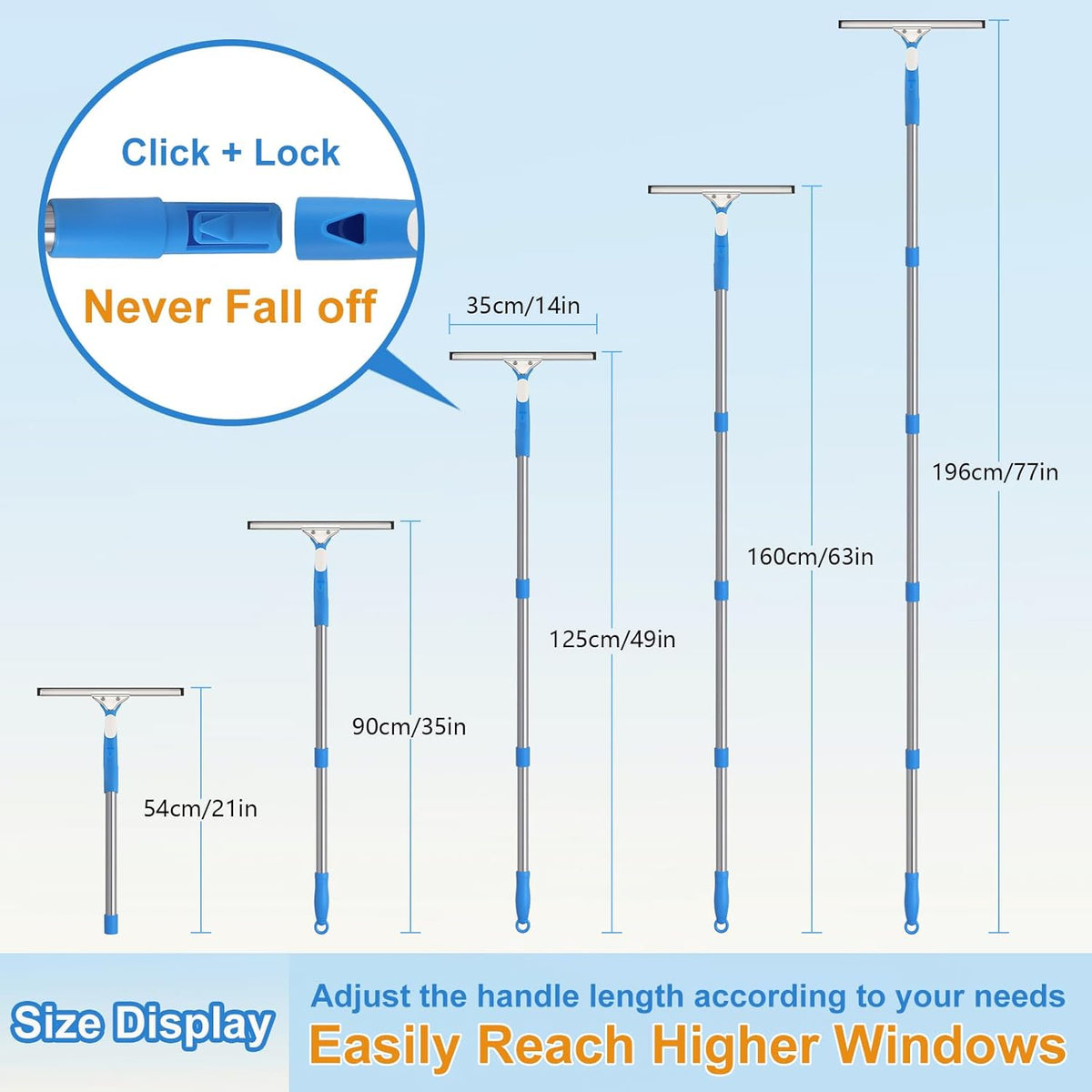 Mitclear 77'' Long Squeegee Window Cleaner Tool for Indoor Outdoor Windows