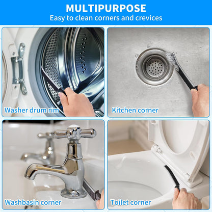 4TH Multi-Purpose Hard Bristle Crevice Cleaning Brush, 4 Pcs, Black