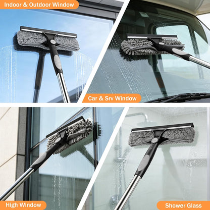 SetSail Window Squeegee with 66in Extension Pole 2-in-1 Window Cleaning Kit