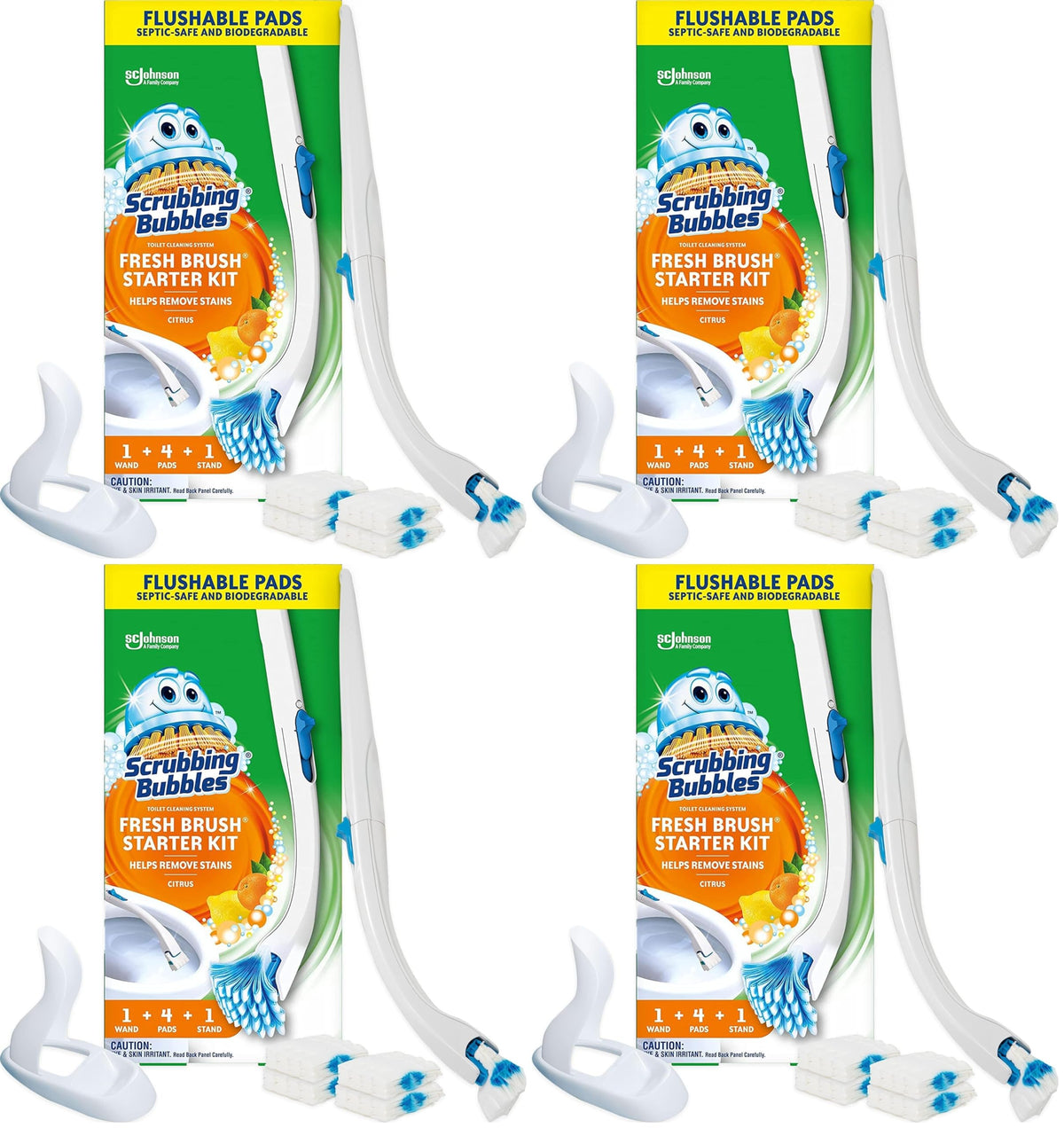 Scrubbing Bubbles Fresh Brush Toilet Bowl Cleaner Kit with Flushable Pads