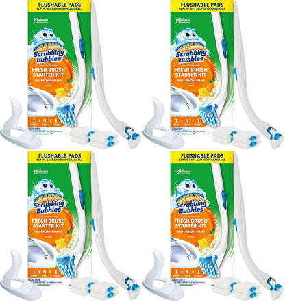 Scrubbing Bubbles Fresh Brush Toilet Bowl Cleaner Kit with Flushable Pads