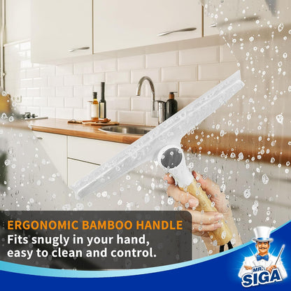 MR.SIGA Silicone Squeegee for Shower Door, Mirror, Glass, 10 inch, White