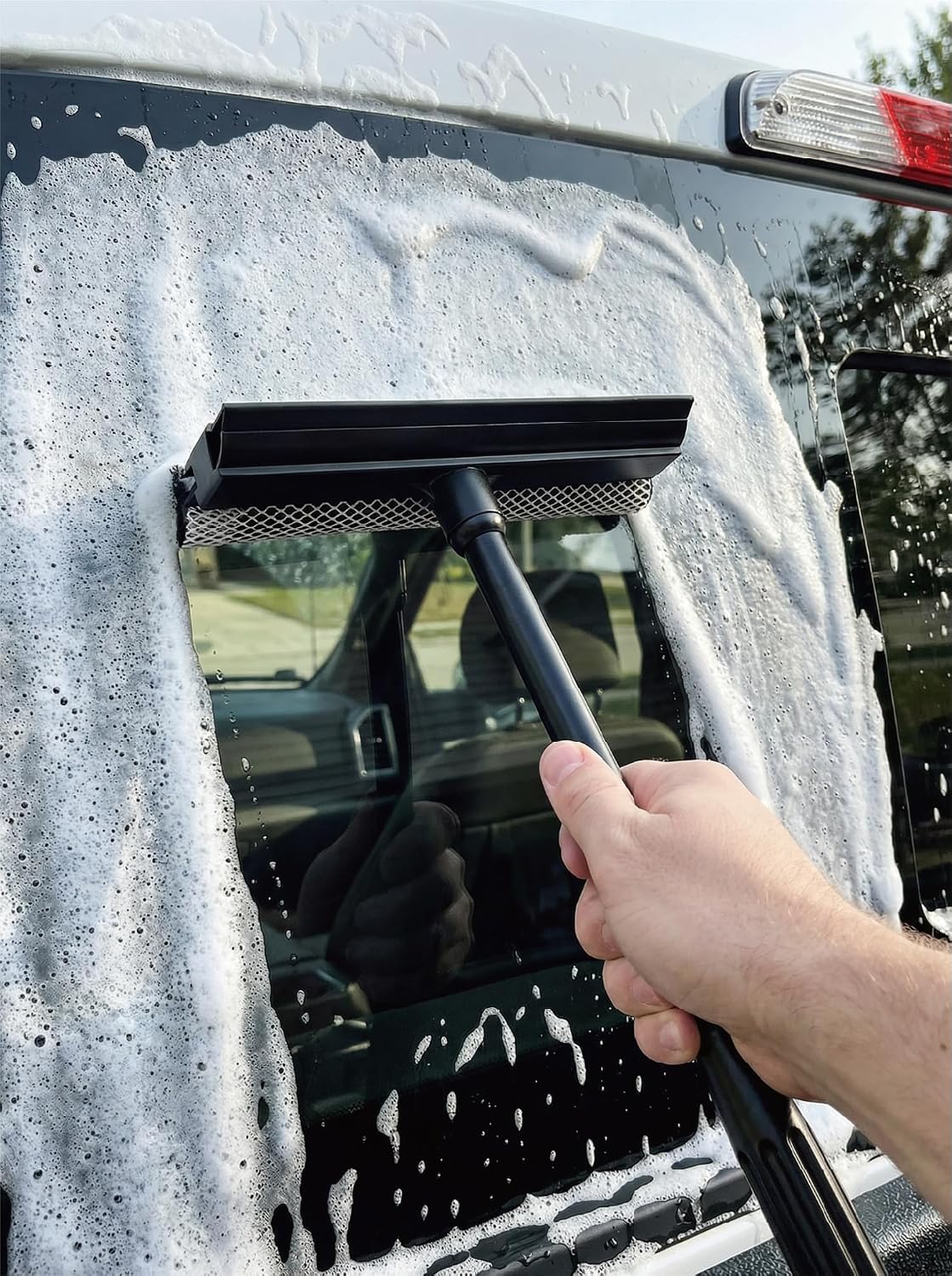 2 in1 Window Squeegee for Car, Window Cleaning Tool with 16inch Long Handle