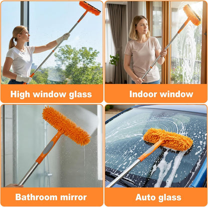 67" Window Squeegee for Window Cleaning with Extension Pole, 3-in-1