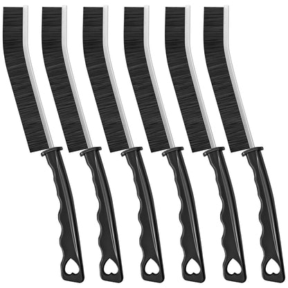 4TH Multi-Purpose Hard Bristle Crevice Cleaning Brush -Deep Cleaning Essential Tool for Household Use -Versatile, Durable, Thin Brush to Clean Narrow Spaces -6 Pcs, Black