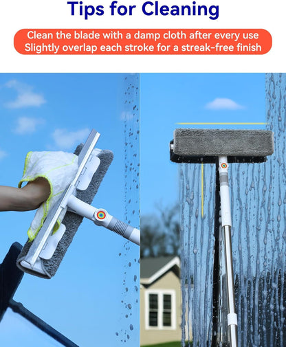 CTIME 80" Professional Window Squeegee Kit with Extension Pole, 5 Cloths