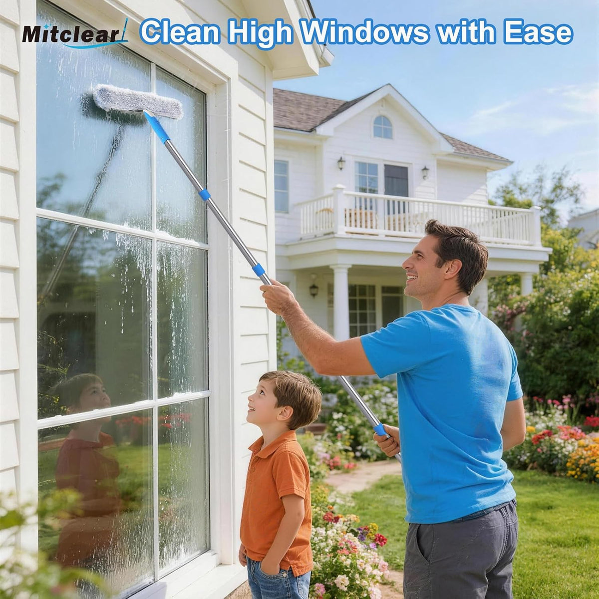 Mitclear 77'' Long Squeegee Window Cleaner Tool for Indoor Outdoor Windows