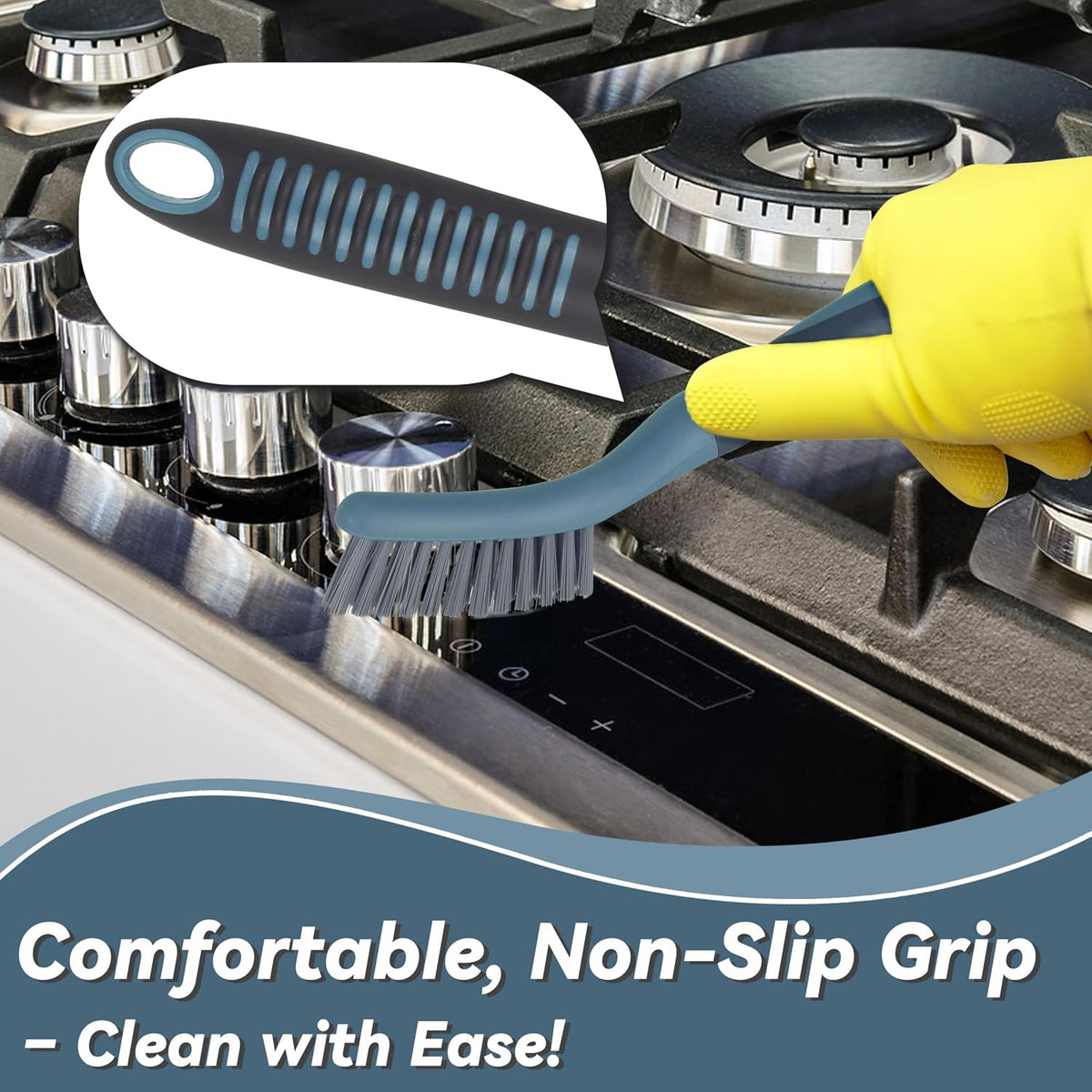 2 Pack Grout Scrub Brush with Stiff Bristles