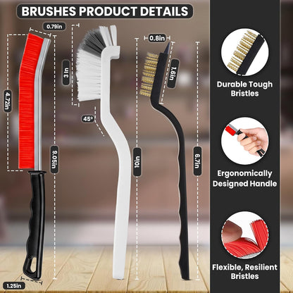 8 Pcs Crevice Cleaning Brush Set Hard Bristle Tools for Narrow Spaces