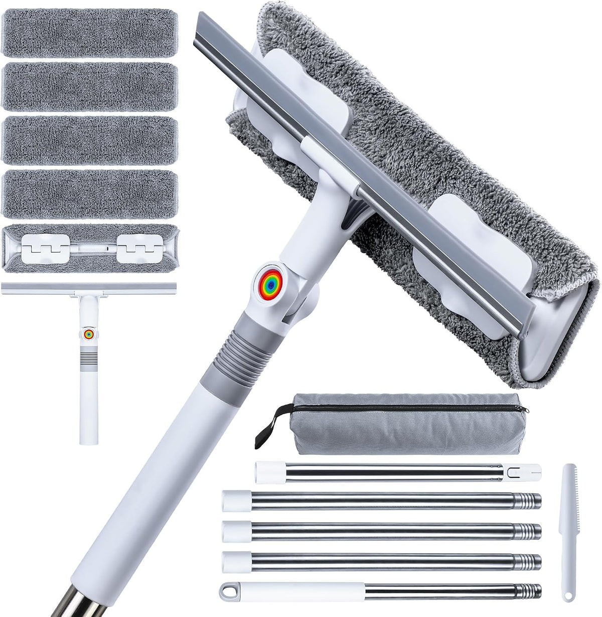 CTIME 80" Professional Window Squeegee Kit with Extension Pole, 5 Cloths