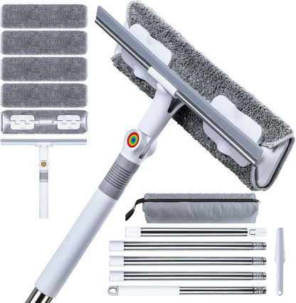 CTIME 80" Professional Window Squeegee Kit with Extension Pole, 5 Cloths