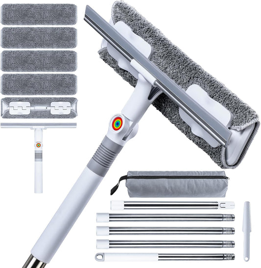 CTIME 80" Professional Window Squeegee Kit with Extension Pole, 5 Cloths