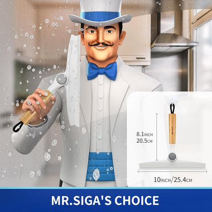 MR.SIGA Silicone Squeegee for Shower Door, Mirror, Glass, 10 inch, White