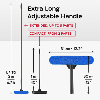 Tyroler Windows Washing Kit with Extension Pole | 12"-80" 5-Part Handle