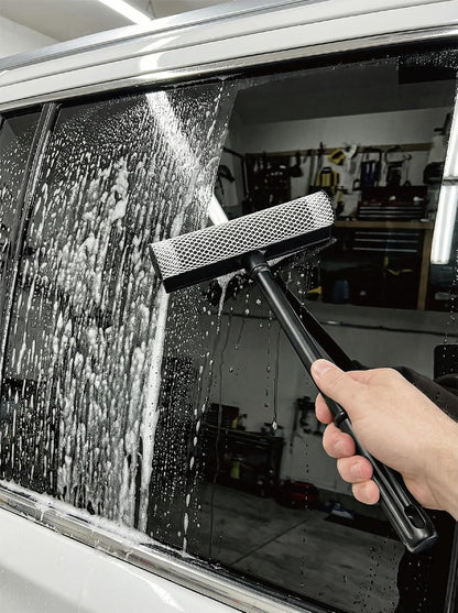 2 in1 Window Squeegee for Car, Window Cleaning Tool with 16inch Long Handle