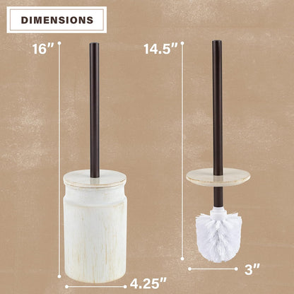 Rustic Luxe Toilet Brush and Holder Set - Beige Toilet Bowl Cleaner Brush with Strong Metal Handle - Long Bristles Toilet Bowl Brush and Holder - Rustic Farmhouse Decor
