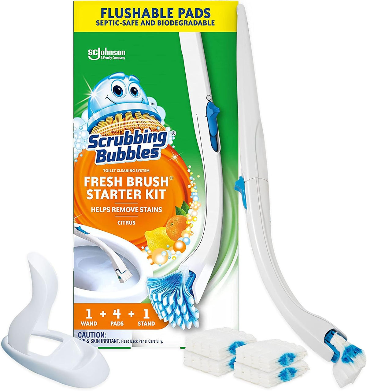 Scrubbing Bubbles Fresh Brush Toilet Bowl Cleaner Kit with Flushable Pads
