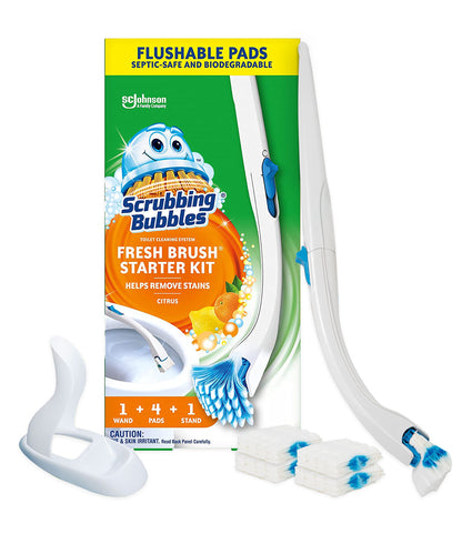 Scrubbing Bubbles Fresh Brush Toilet Bowl Cleaner Kit with Flushable Pads