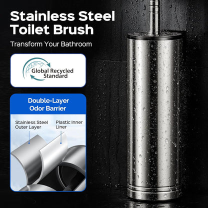 HAMITOR Toilet Brush and Holder Set: Stainless for New Bathroom Essentials