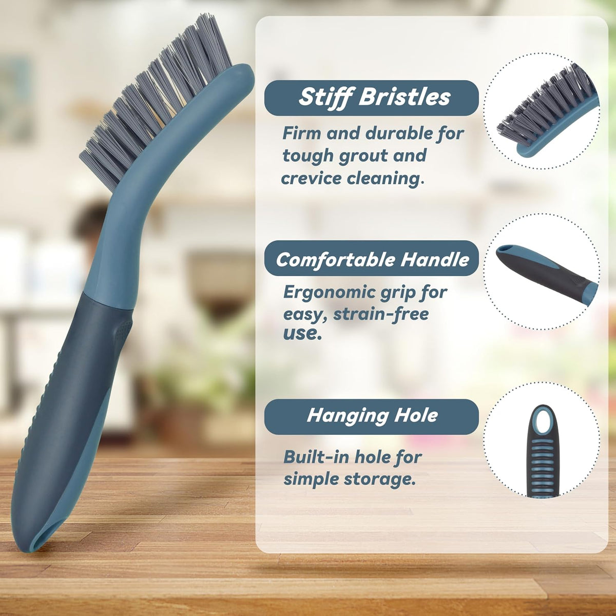 2 Pack Grout Scrub Brush with Stiff Bristles